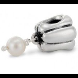Flower Charm with Pearl Dangle